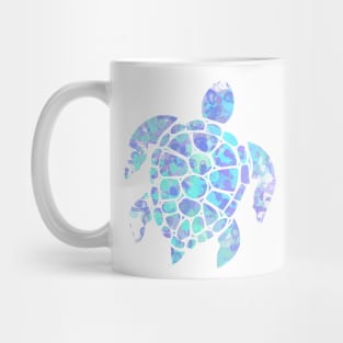 Sea Turtle Design in Turquoise, Mint and Purple Paint Drops Pattern Mug